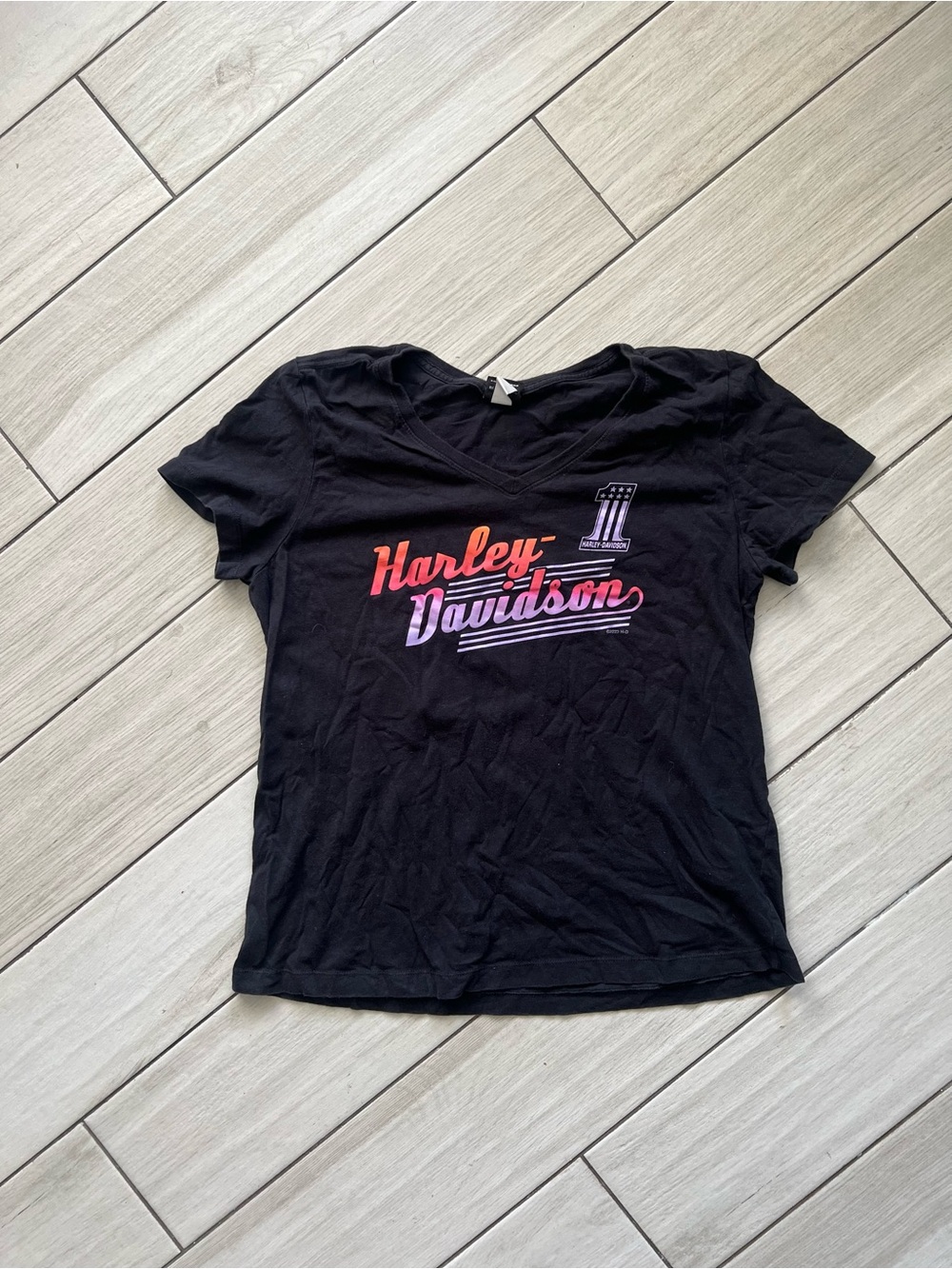 Harley Davidson Women’s V-Neck Black Doble Side Size XLarge